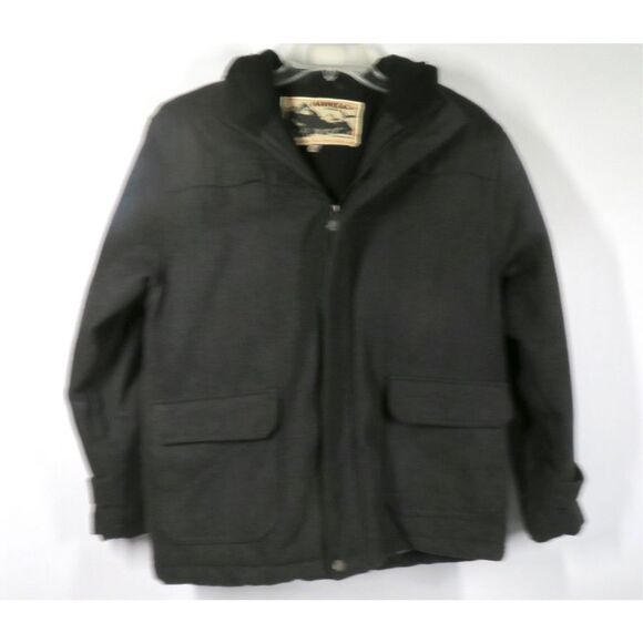 Hawke & Co Outfitters Gray Wool Blend Hooded Winter Jacket Coat Boys Size 18/20 - Picture 1 of 5